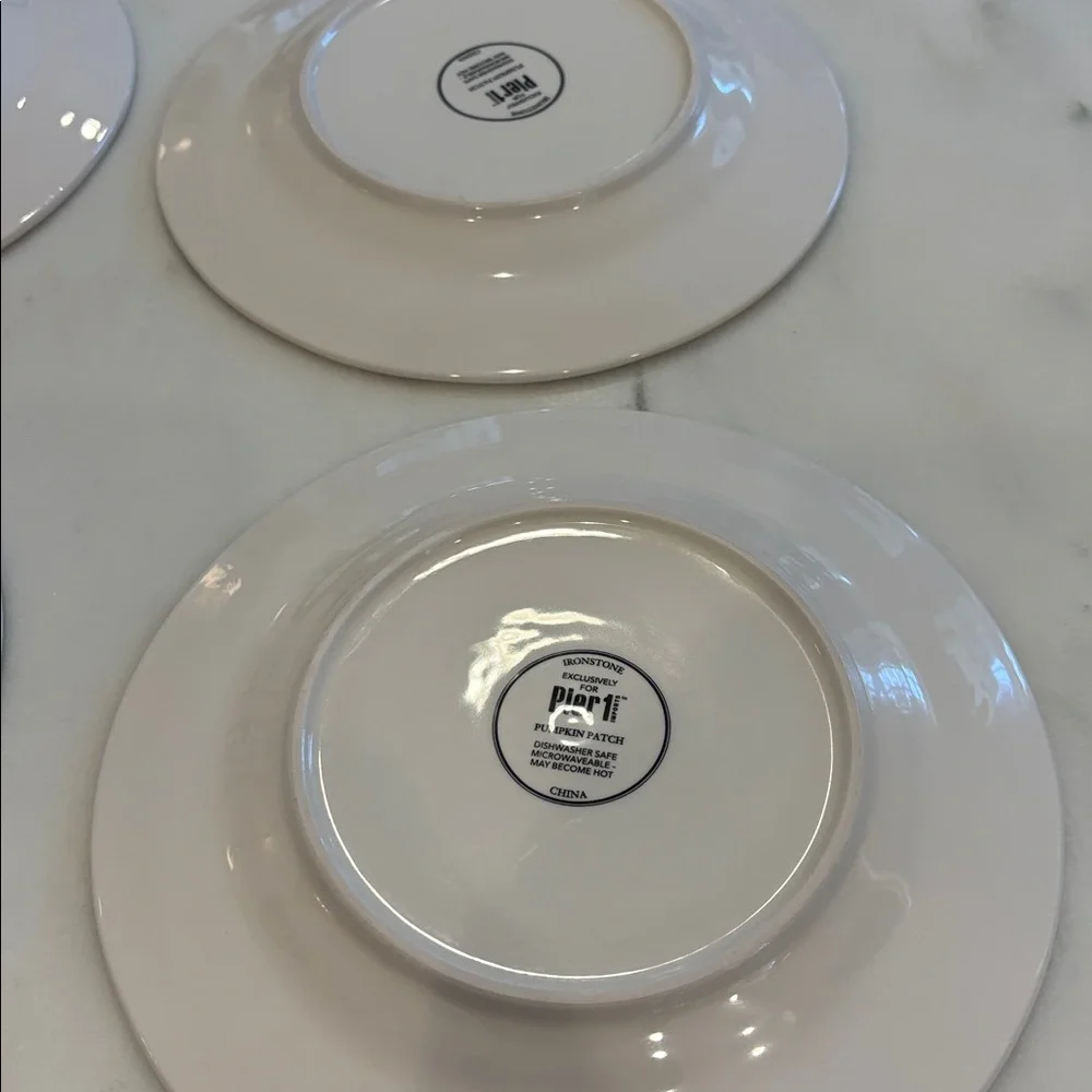 Pier 1 Imports Pumpkin Patch plate set (4)‎ Salad or dessert.